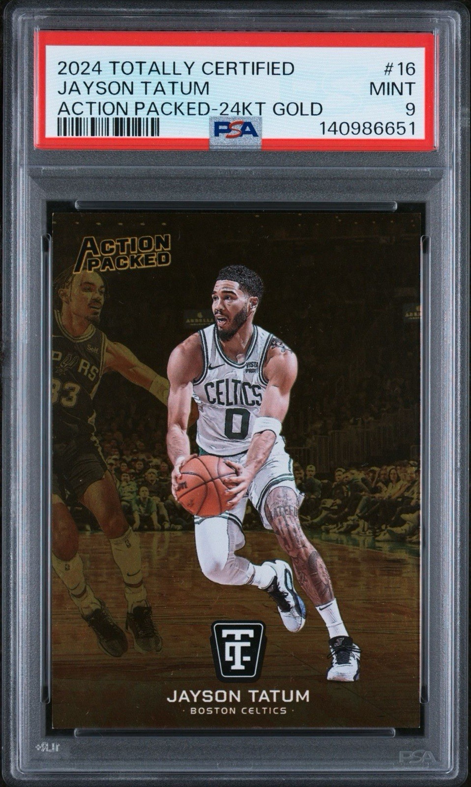 Jayson Tatum 07/10 2024 Action Packed 24KT Gold PSA 9 – POP 1 / Highest Grade!