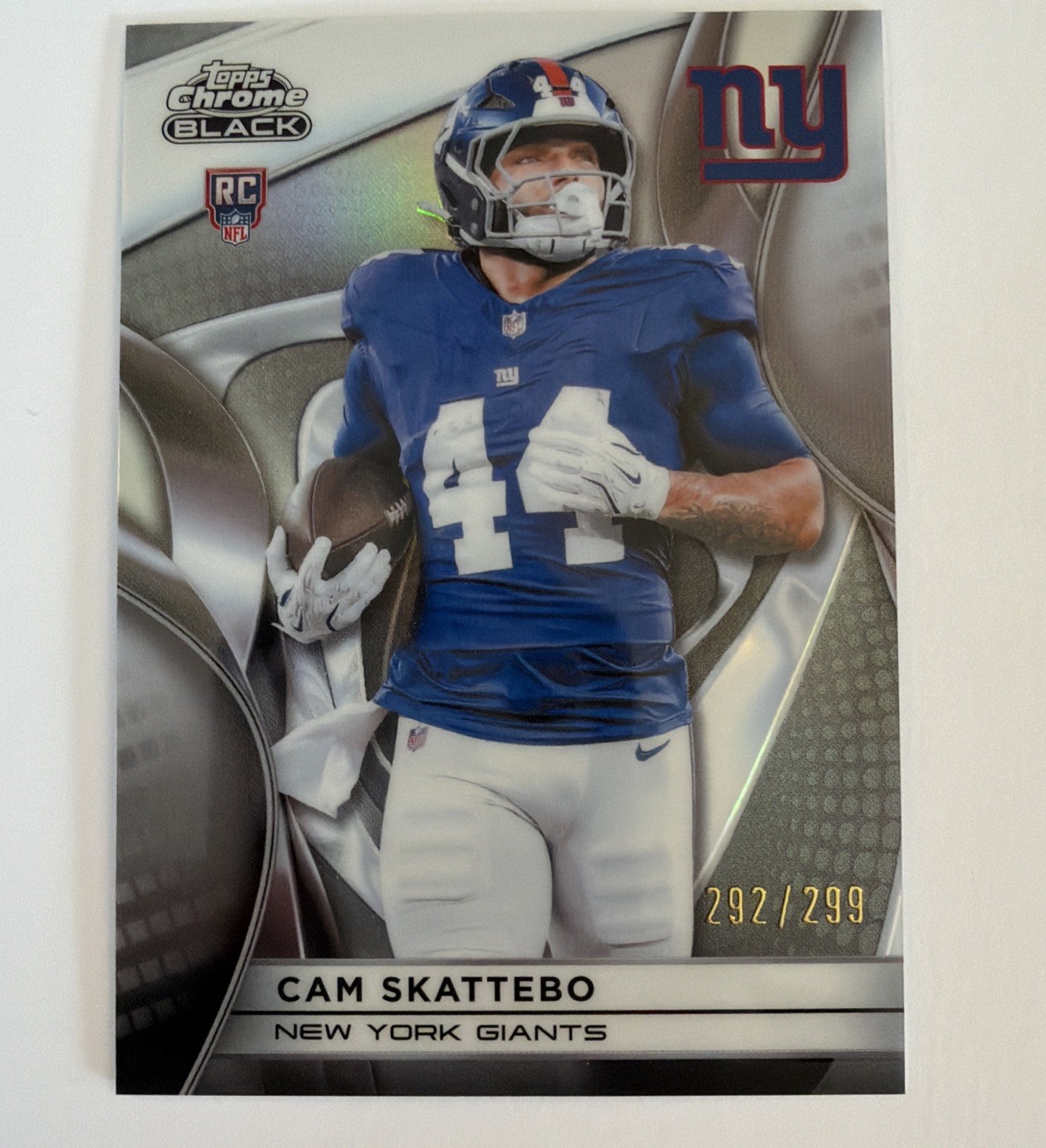 2025 Topps Chrome Black Football Cam Skattebo #137 /299 NY Giants Rookie
