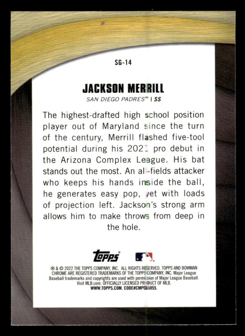 QTY Jackson Merrill 2022 Bowman Chrome Shades of Greatness #SG-14
