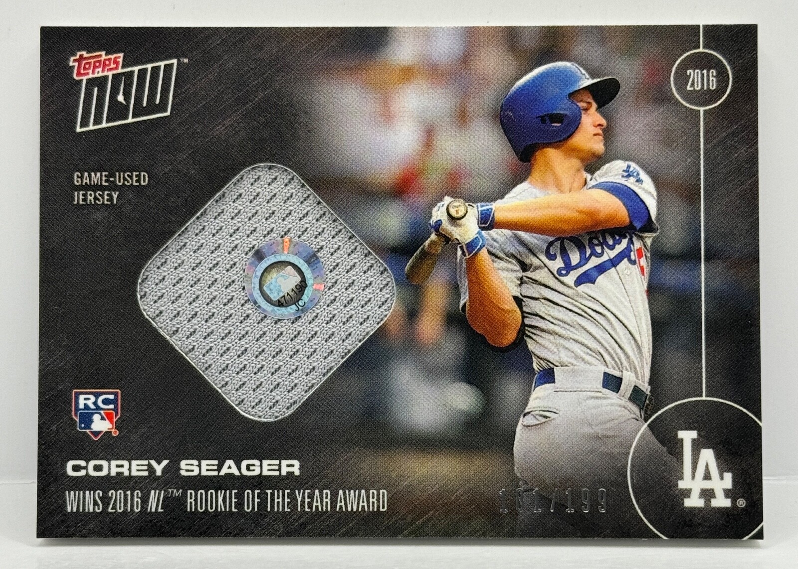 COREY SEAGER Game Used Rookie of the Year Jersey 2016 Topps Now #OS-16B 181/199