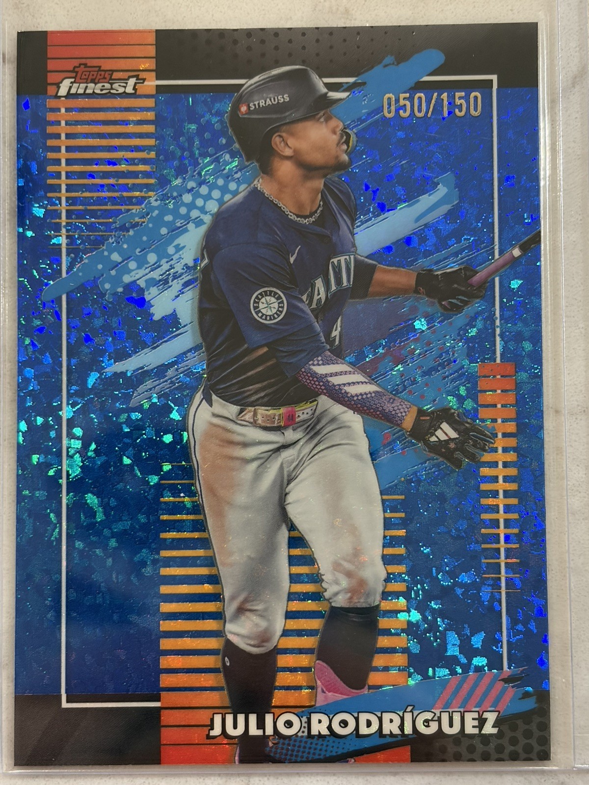 2026 Topps Finest Julio Rodríguez #130 Blue Mini Diamonds/150 Mariners
