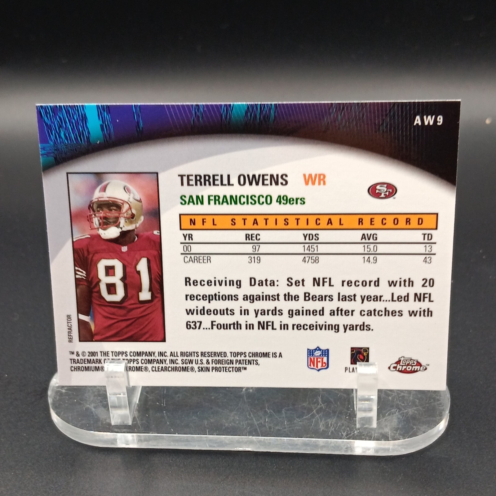 Terrell Owens 49ers #AW9 All the Way Own the Game Refractor/ Base #189