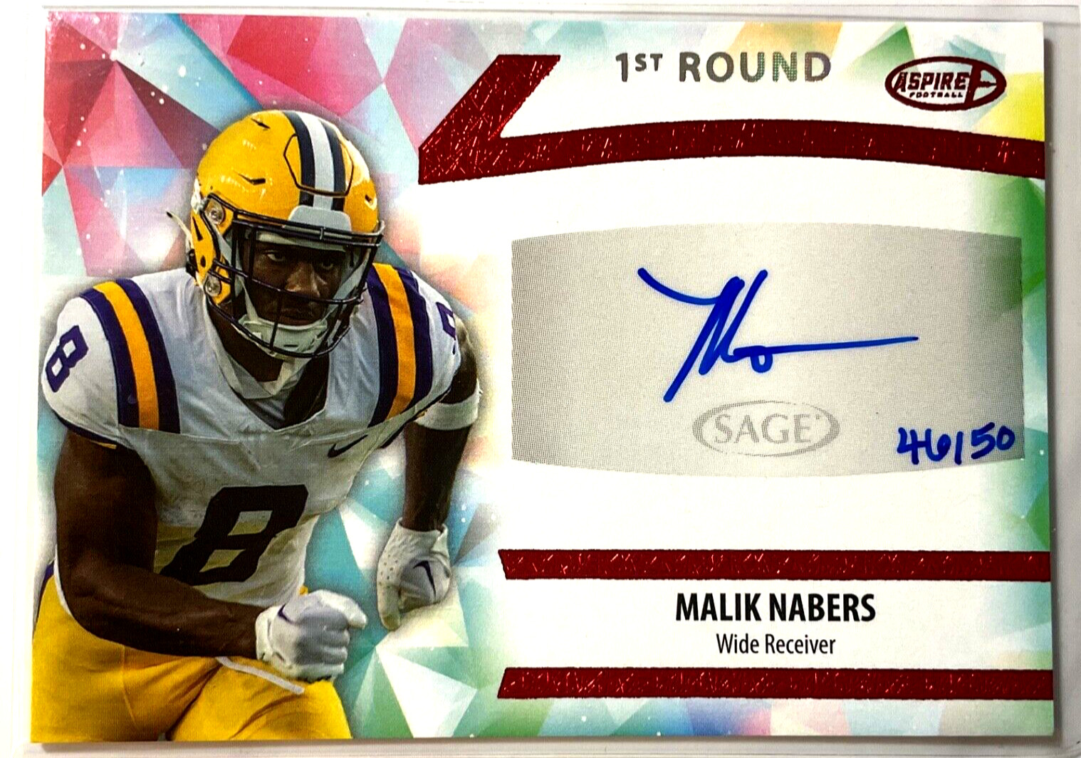 Malik Nabers 2024 Sage Aspire 1st Round Red Auto /50 Rookie RC New York Giants