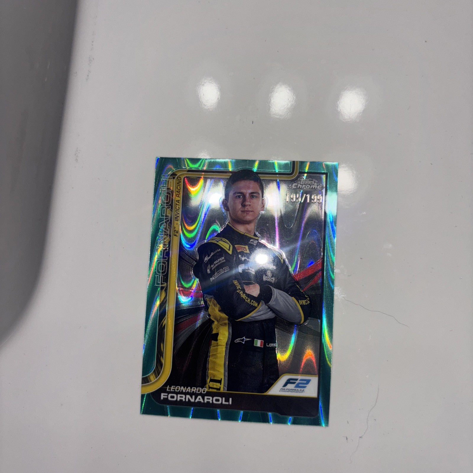 2025 Topps Chrome Formula 1 Leonardo Fornaroli F2 #21 Teal RayWave 195/ 199