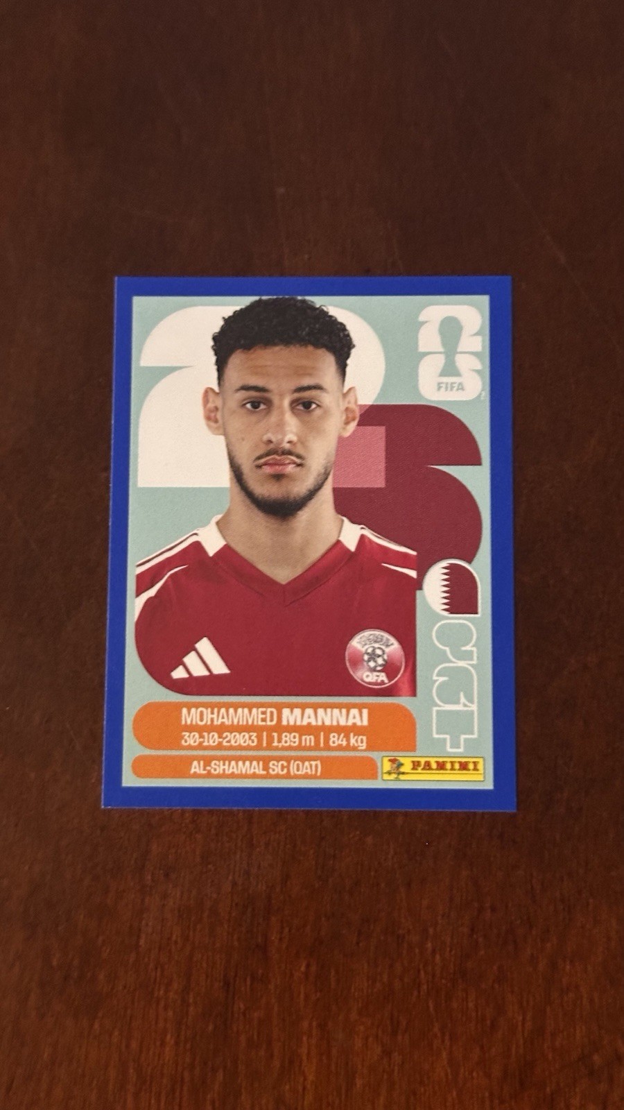 2026 Panini FIFA World Cup Stickers Blue QAT 9 Mohammed Mannai