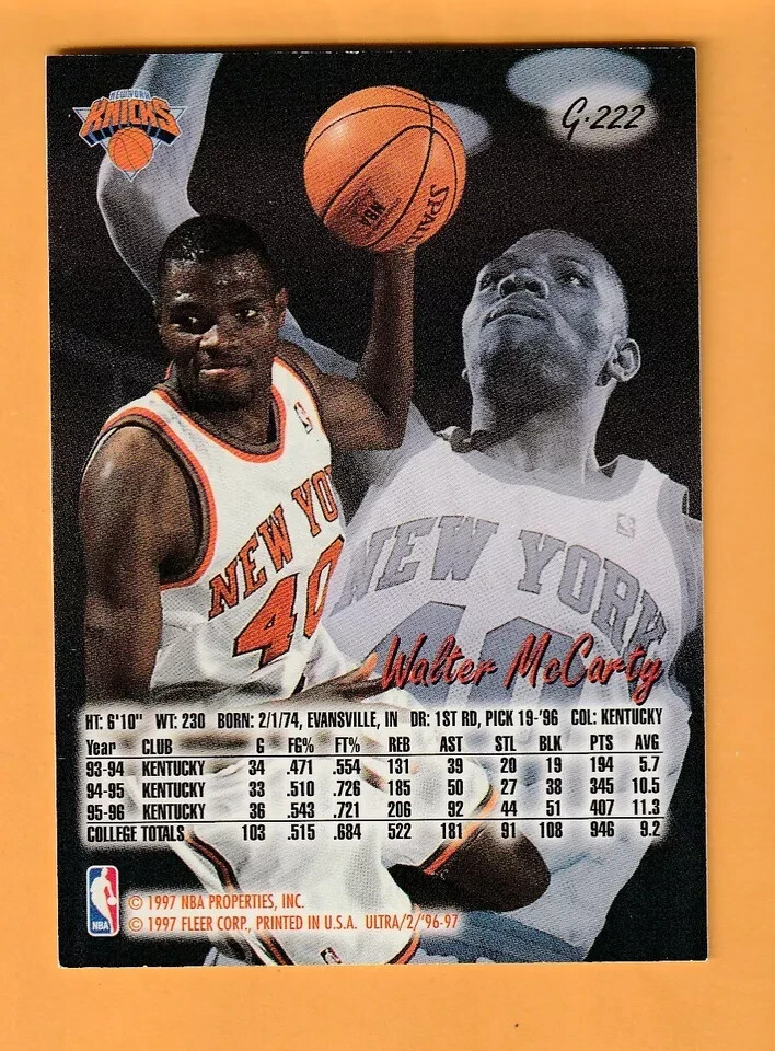 Walter McCarty 1996-97 Ultra Gold Medallion #G222 Kentucky Wildcats