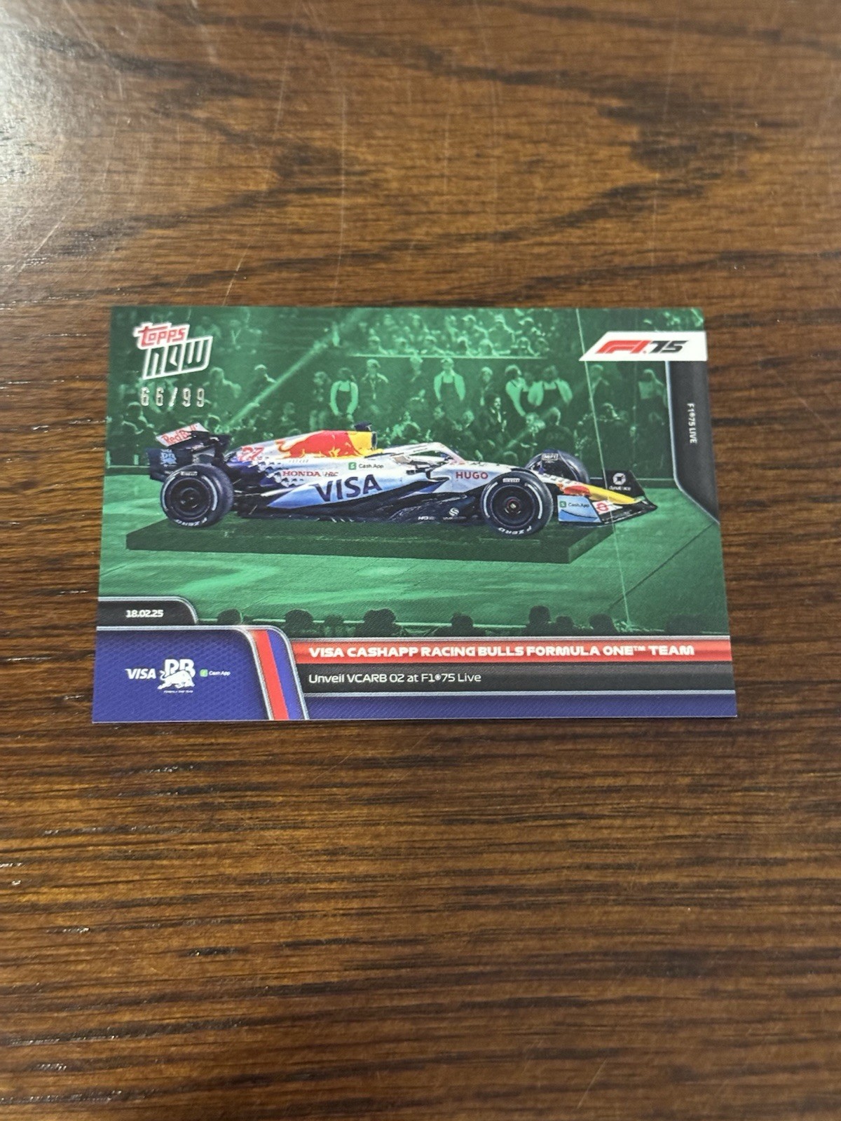 Visa Cash App RB F175 2025 Formula 1 Topps NOW Card 8 Green Parallel 66/99