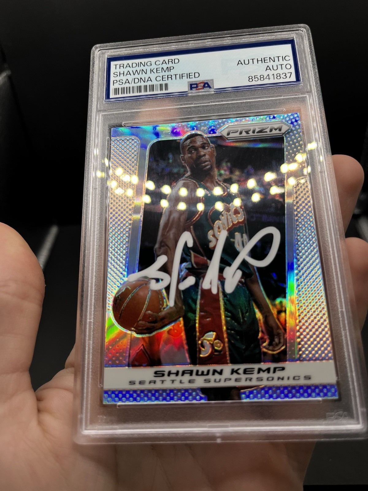 2013 Panini Prizm Shawn Kemp Silver Auto SP Signed Card PSA COA Supersonics NBA
