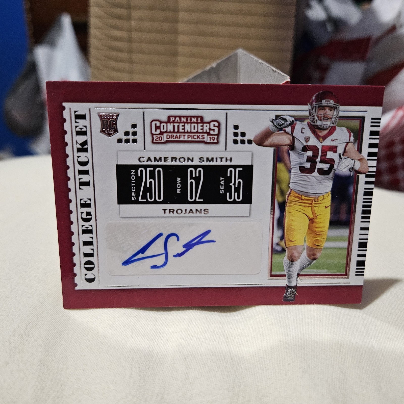 Autographed Cameron Smith 2019 Contenders Draft Picks College Ticket Card #203