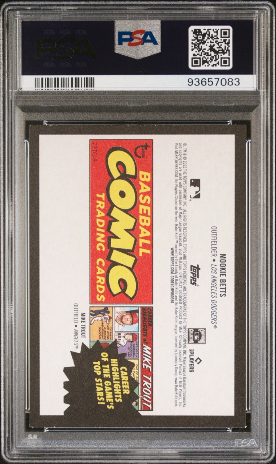 2022 Topps Heritage Mookie Betts 1973 Topps Comics #73TC8 PSA 9 Mint Dodgers