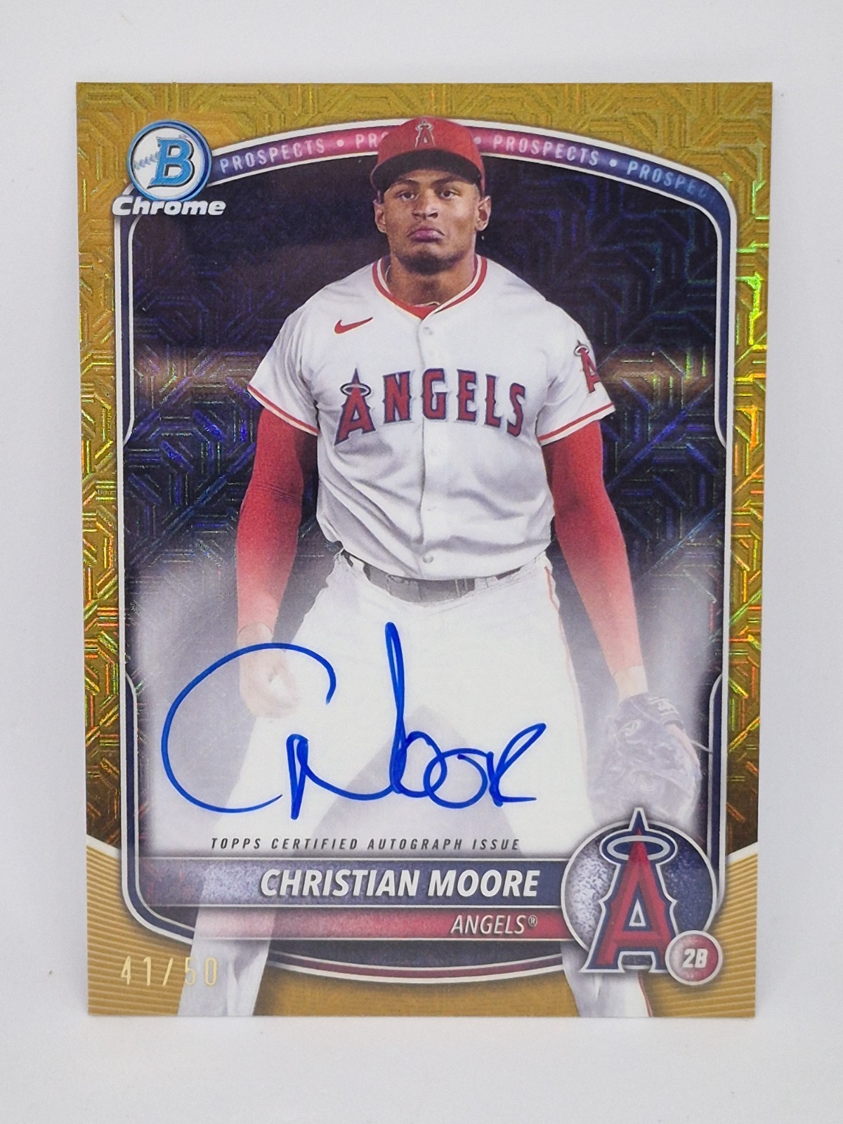2025 Bowman – Chrome Prospect Mega Box Autographs Christian Moore #BMA-CMO Gold