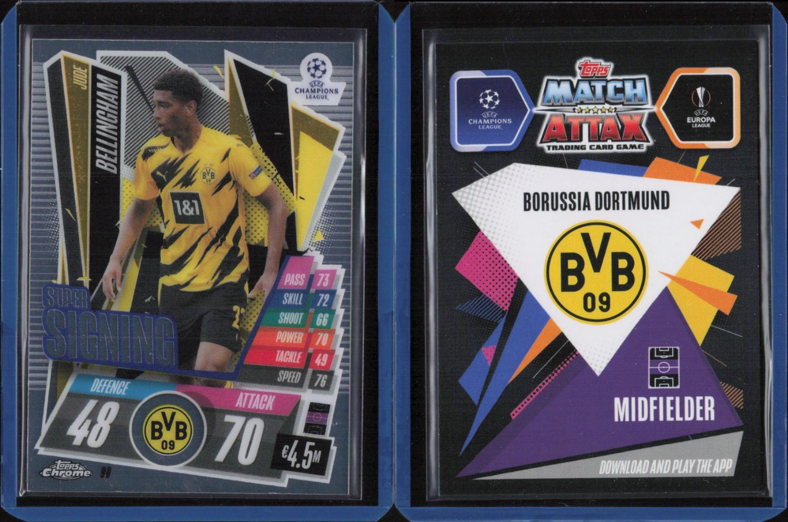 2020-21 Topps Chrome Match Attax UEFA RC #90 Jude Bellingham Engald Real Madrid