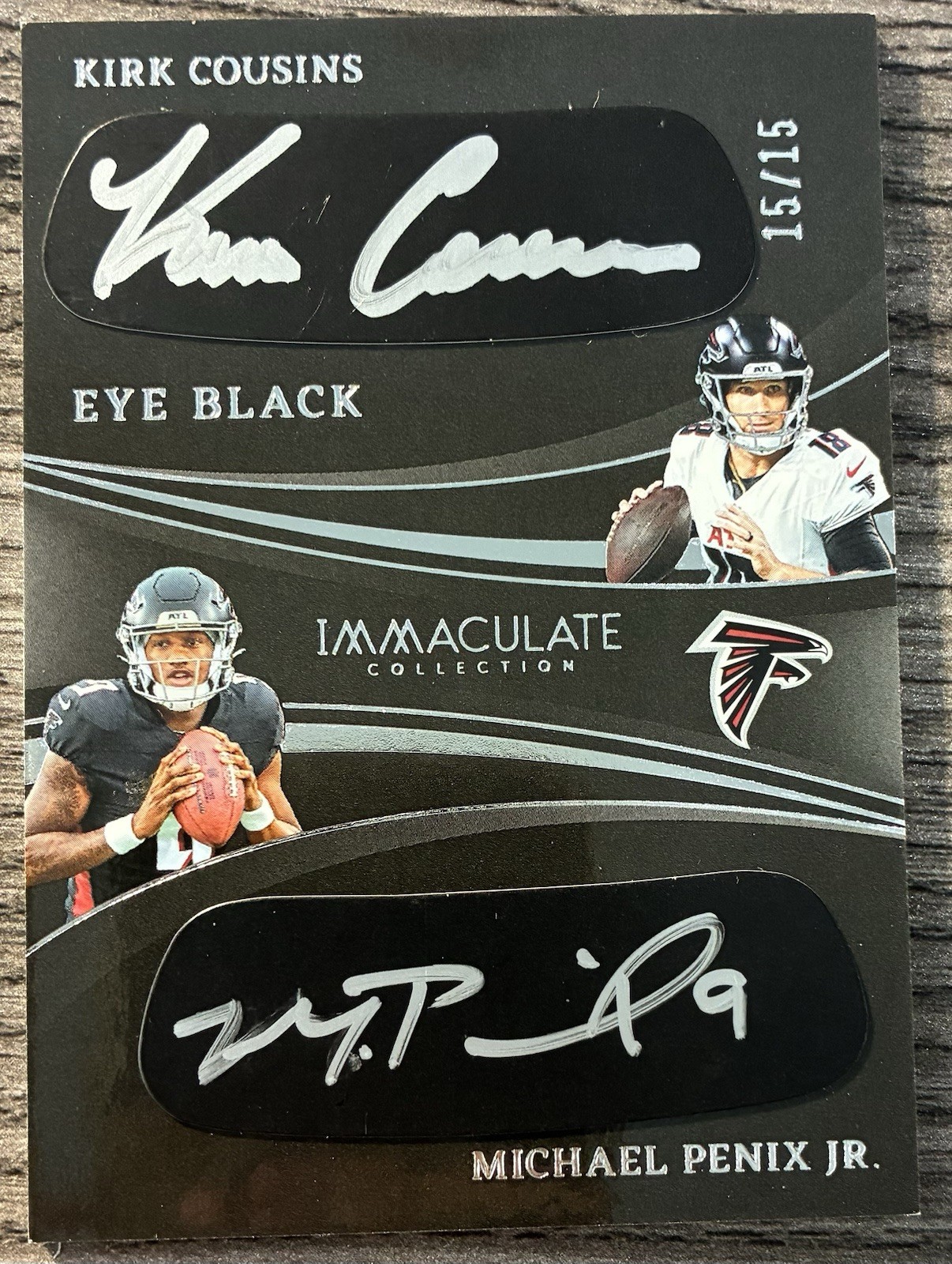 2024 Panini Immaculate Kirk Cousins Michael Penix Jr. Eye Black Dual Autos /15