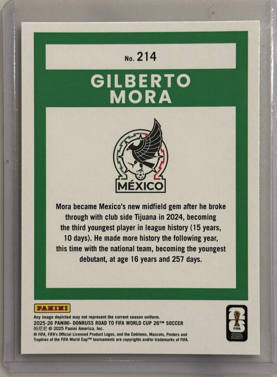 Gilberto Mora 2025-26 Donruss Road To FIFA World Cup Rated Rookie #214 Gold Foil