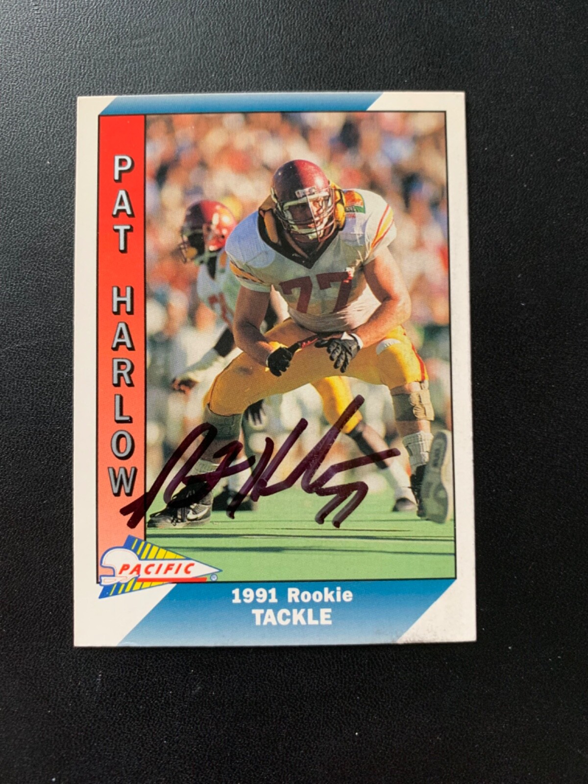 Pat Harlow Signed 1991 Pacific #343 Rookie Card New England Patriots Auto COA