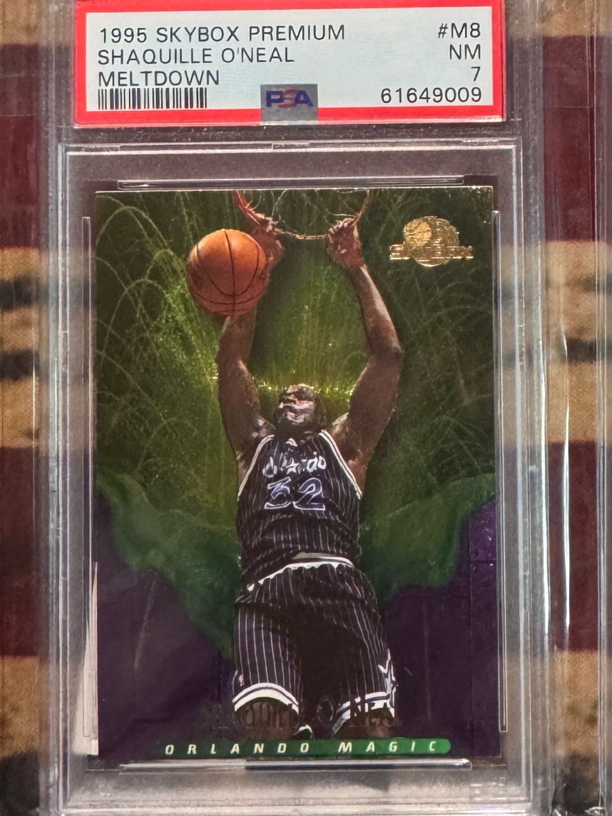 1995 Skybox Premium Meltdown #M8 Shaquille O’Neal Orlando Magic PSA 7