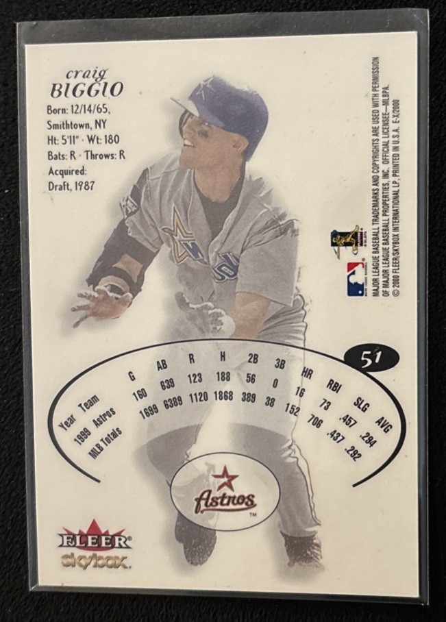 Craig Biggio – 2000 Fleer Skybox EX #51 Houston Astros HOF H414