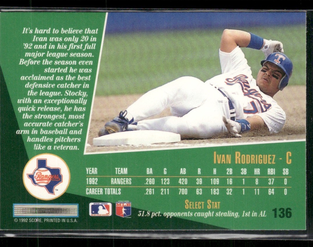 1993 Pacific Spanish Prism Inserts Ivan Rodriguez Texas Rangers #20