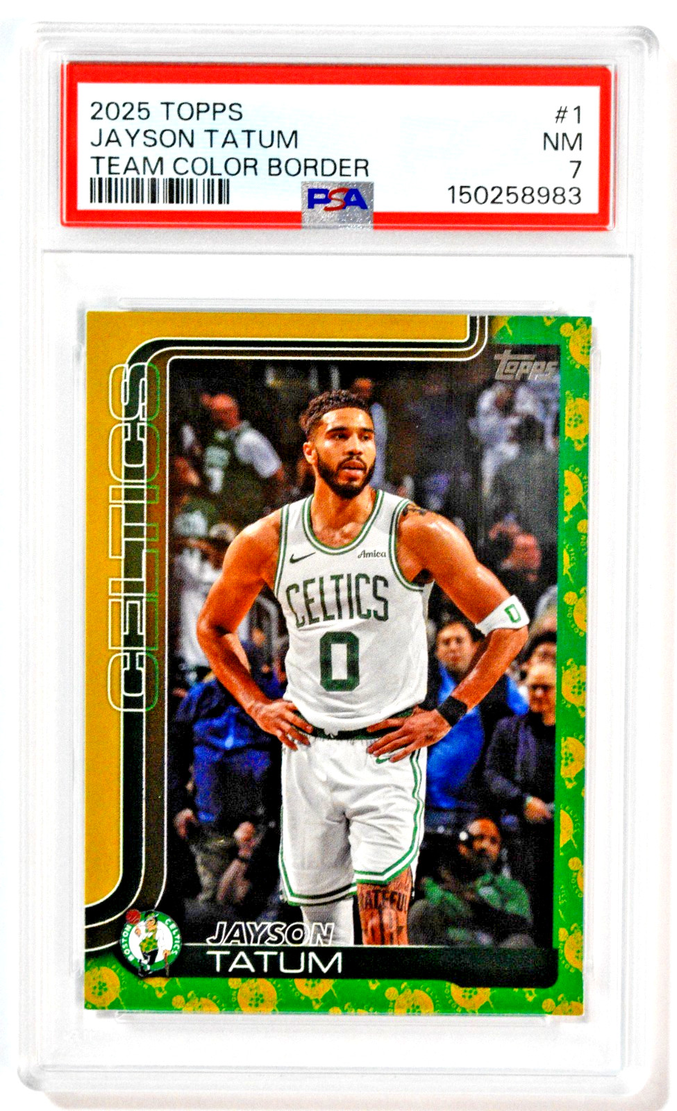 2025 Topps #1 Jayson Tatum Team Color Logo Border SSP Celtics PSA 7 NM