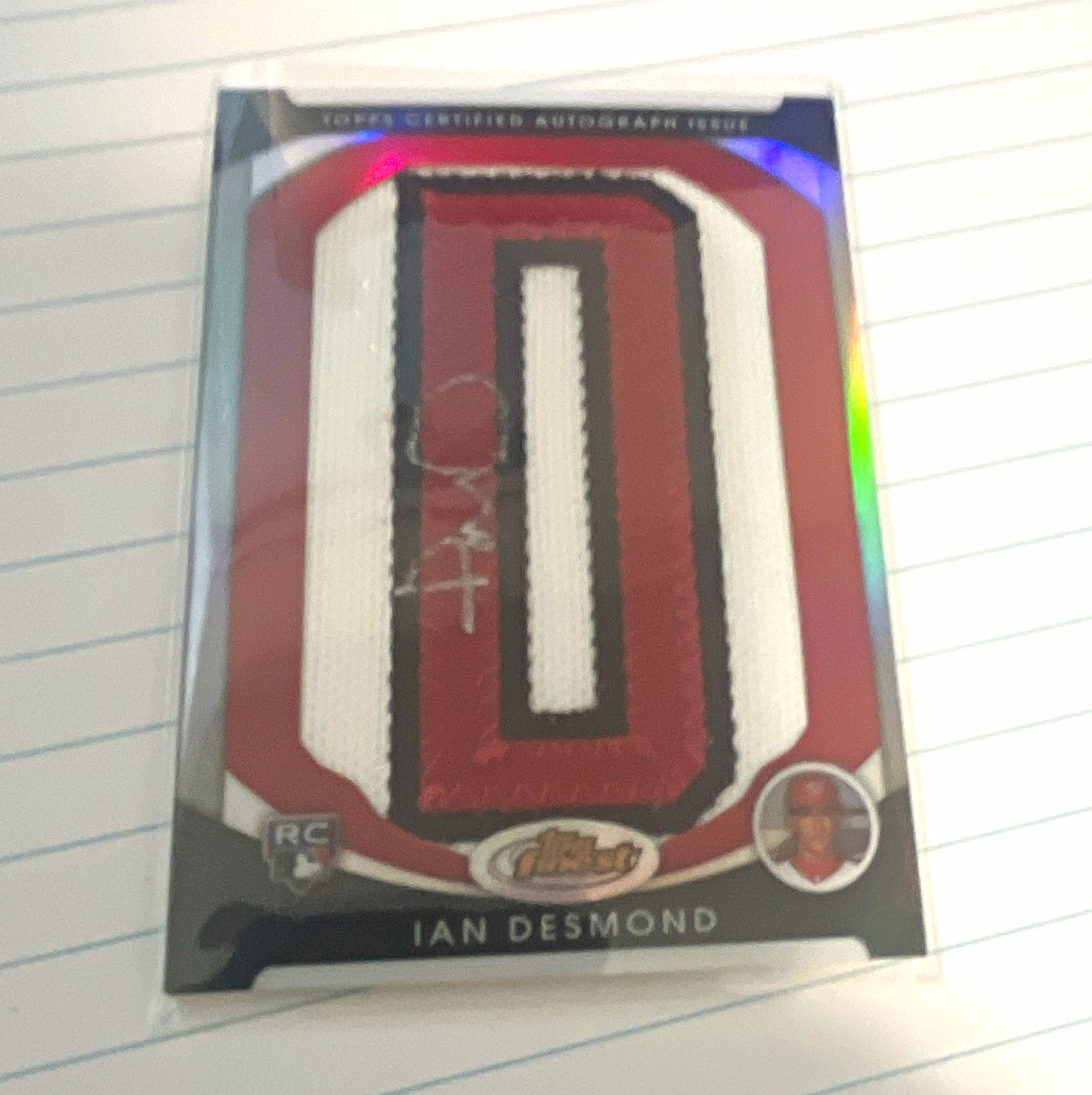 Topps 2010 Finest Ian Desmond #164 Red Refractor Letter D Patch Auto /5