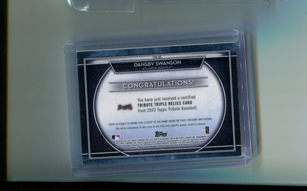 2020 Topps Tribute Baseball Triple Relics Dansby Swanson Triple Jersey 24/25