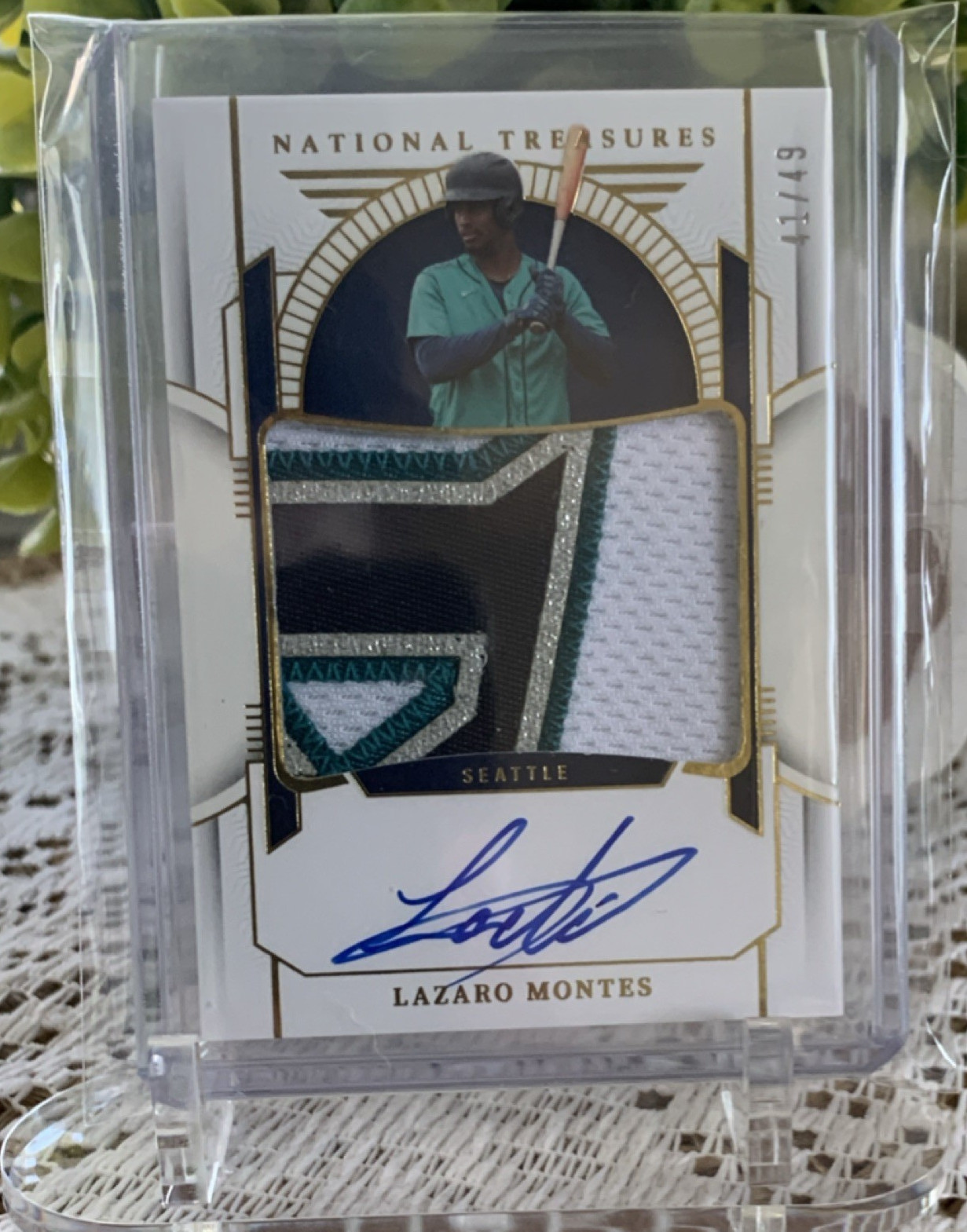 Panini N.T. Gold Lazaro Montes Patch Autograph 41/49 Mariners SICKPATCH!
