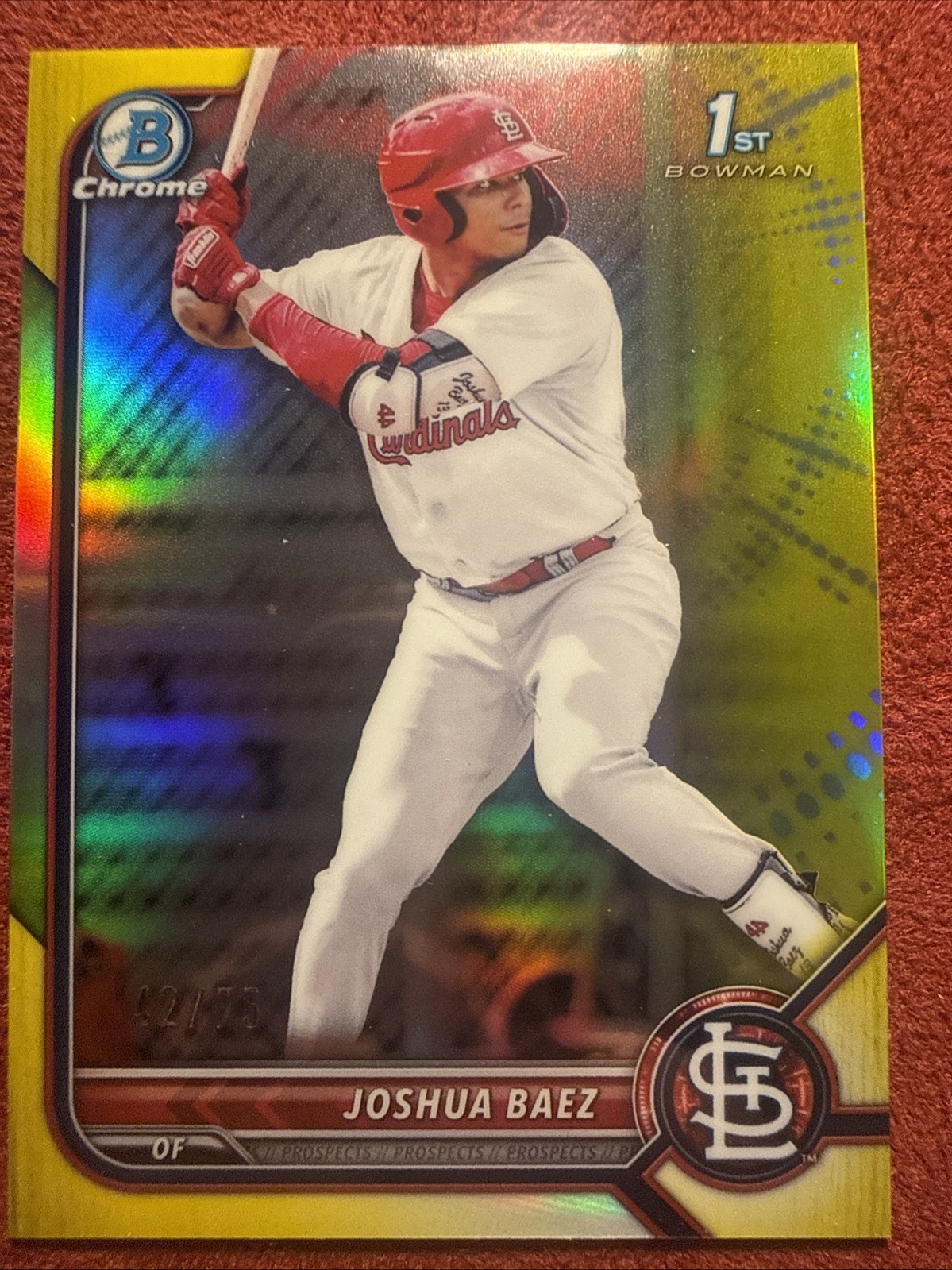 2022 Bowman 1st Edition – Joshua Baez #BPPF-112 Yellow Refractor 42 /75 (RC)