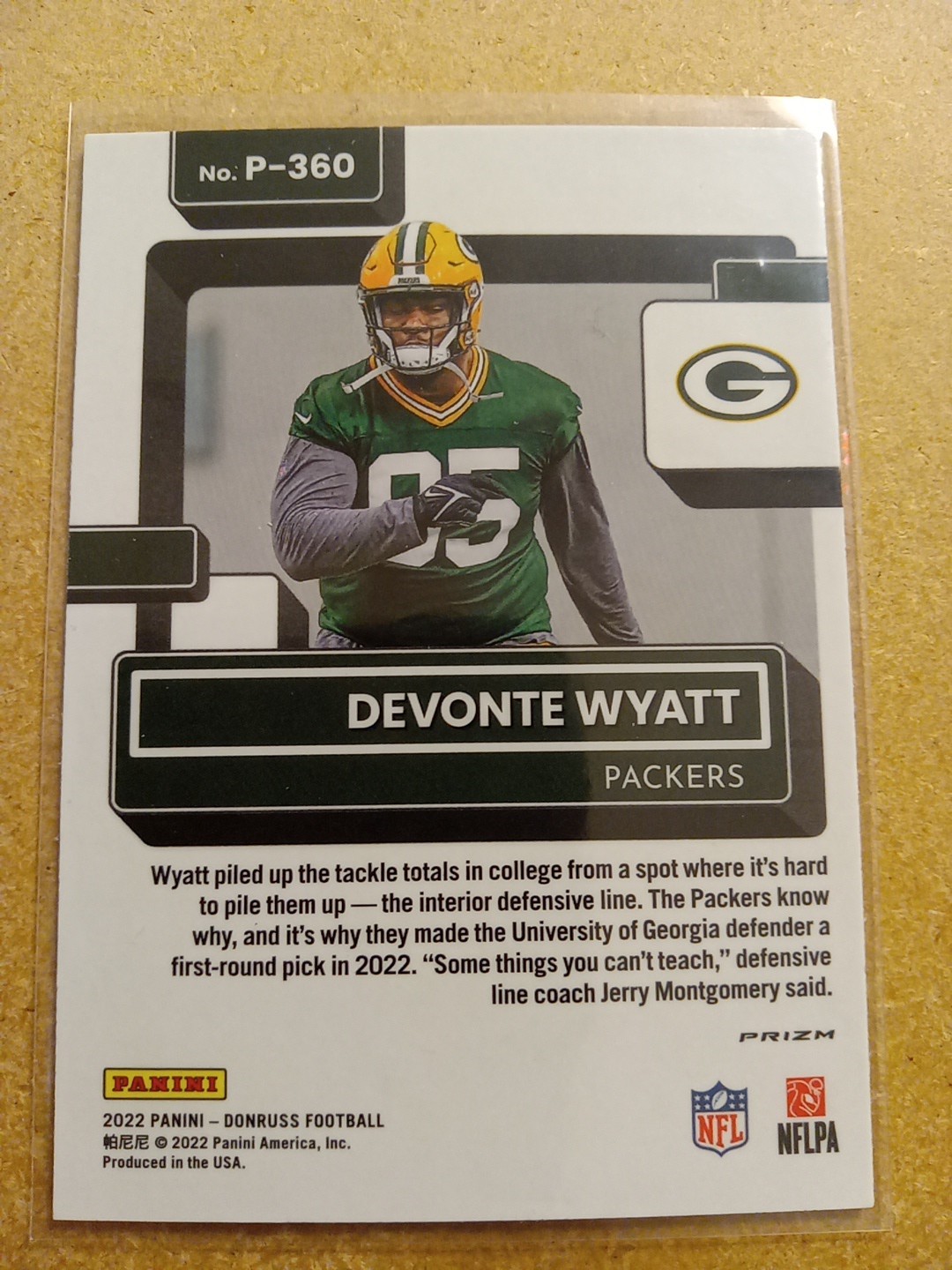 2022 Donruss Optic Preview Green Laser Prizm DeVonte Wyatt Rated Rookie P-360