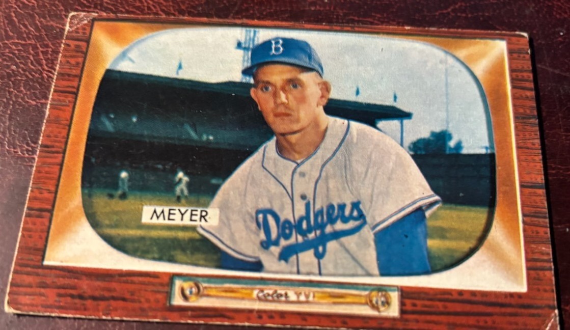 Russ Meyer 1955 Bowman 196 Bklyn Dodgers baseball see description