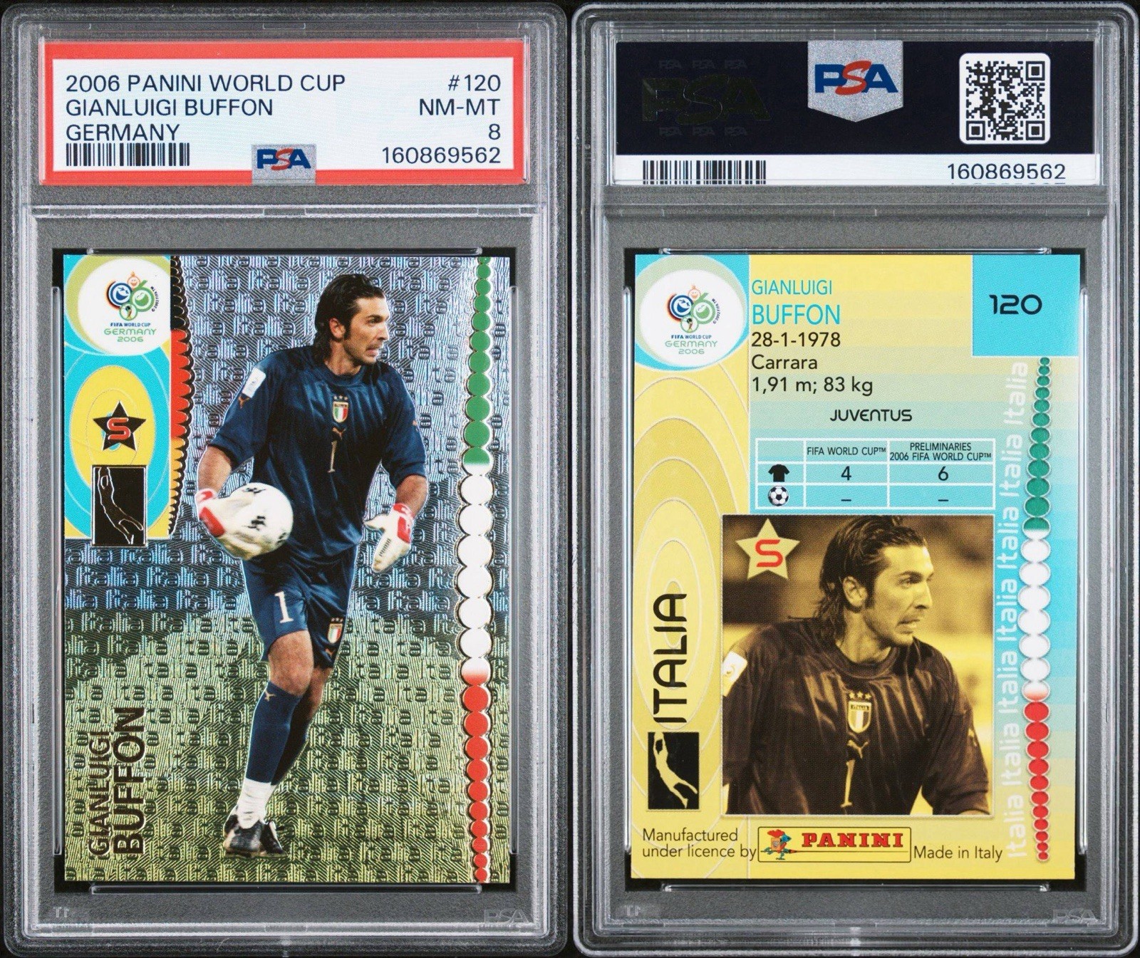2006 PANINI WORLD CUP GERMANY 120 GIANLUIGI BUFFON PSA 8 NM MT Italy GOAT