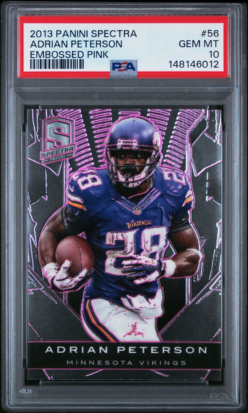 2013 Panini Spectra ADRIAN PETERSON #56 EMBOSSED PINK PSA 10 Vikings SSP Pop 1