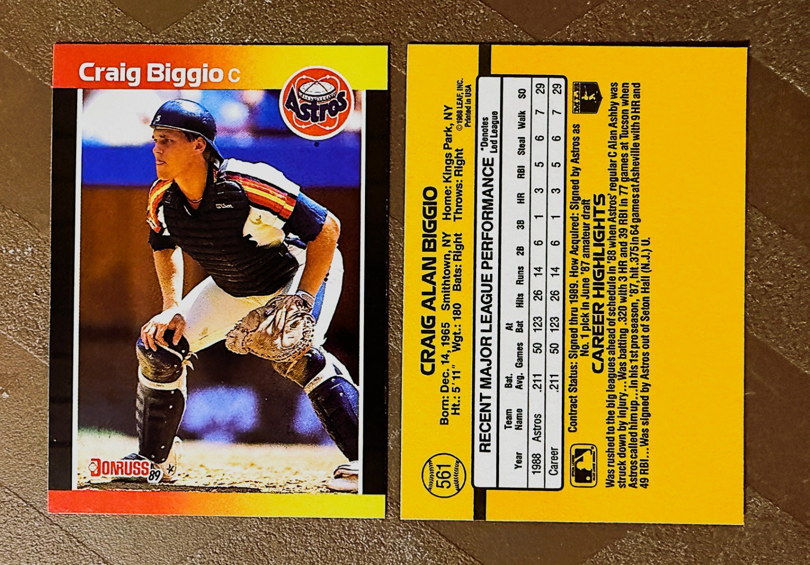 1989 Donruss Craig Biggio Rookie RC #561 Astros Hall Of Fame