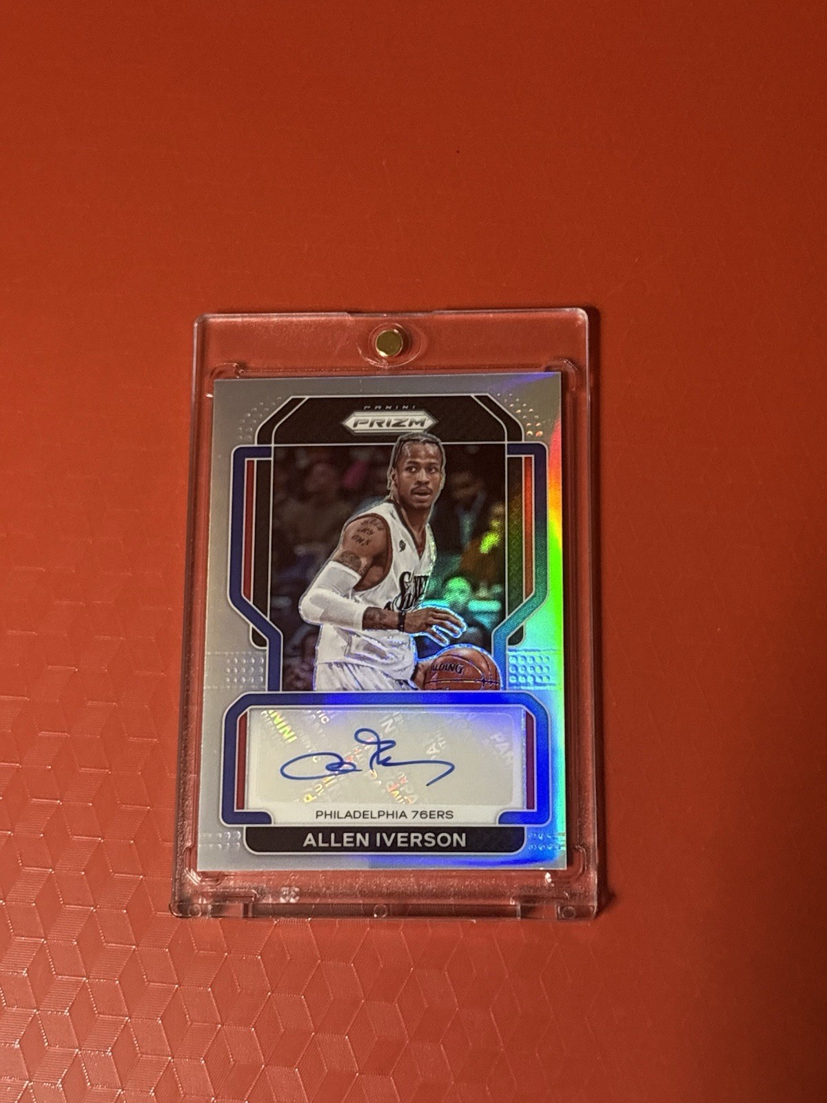 2021-22 Panini Prizm Allen Iverson Silver Prizm Autograph SG-AIV 76ers