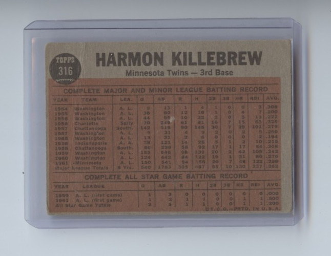 1962 Topps Harmon Killebrew Minnesota Twins Sends Orbit #316 🚀😳💥 F/G