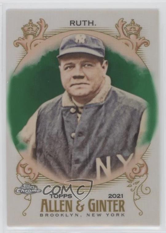 2021 Topps Allen & Ginter Chrome Green Refractor 64/99 Babe Ruth #120 HOF 0o1a