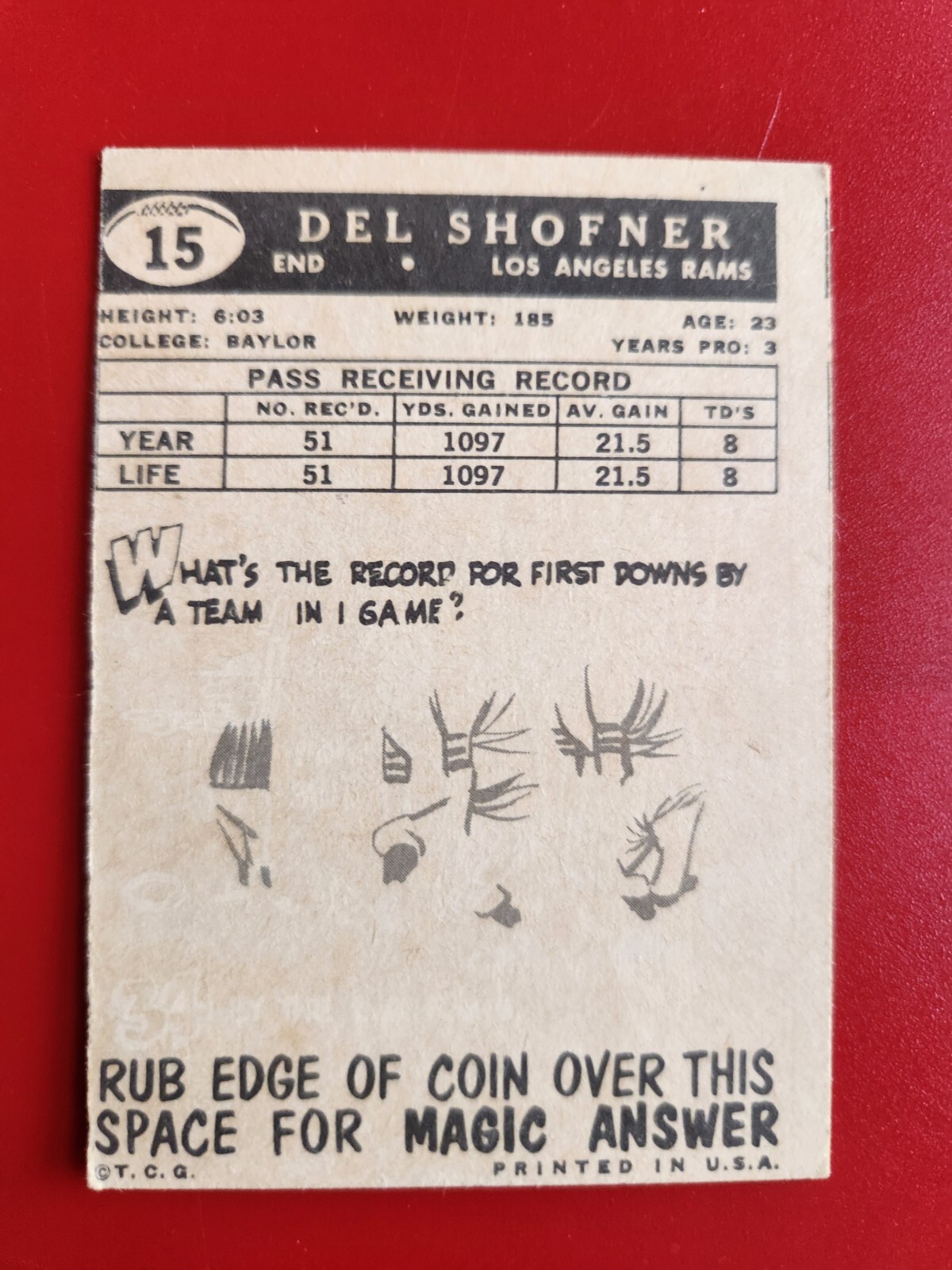 1959 Topps – #15 Del Shofner (RC)