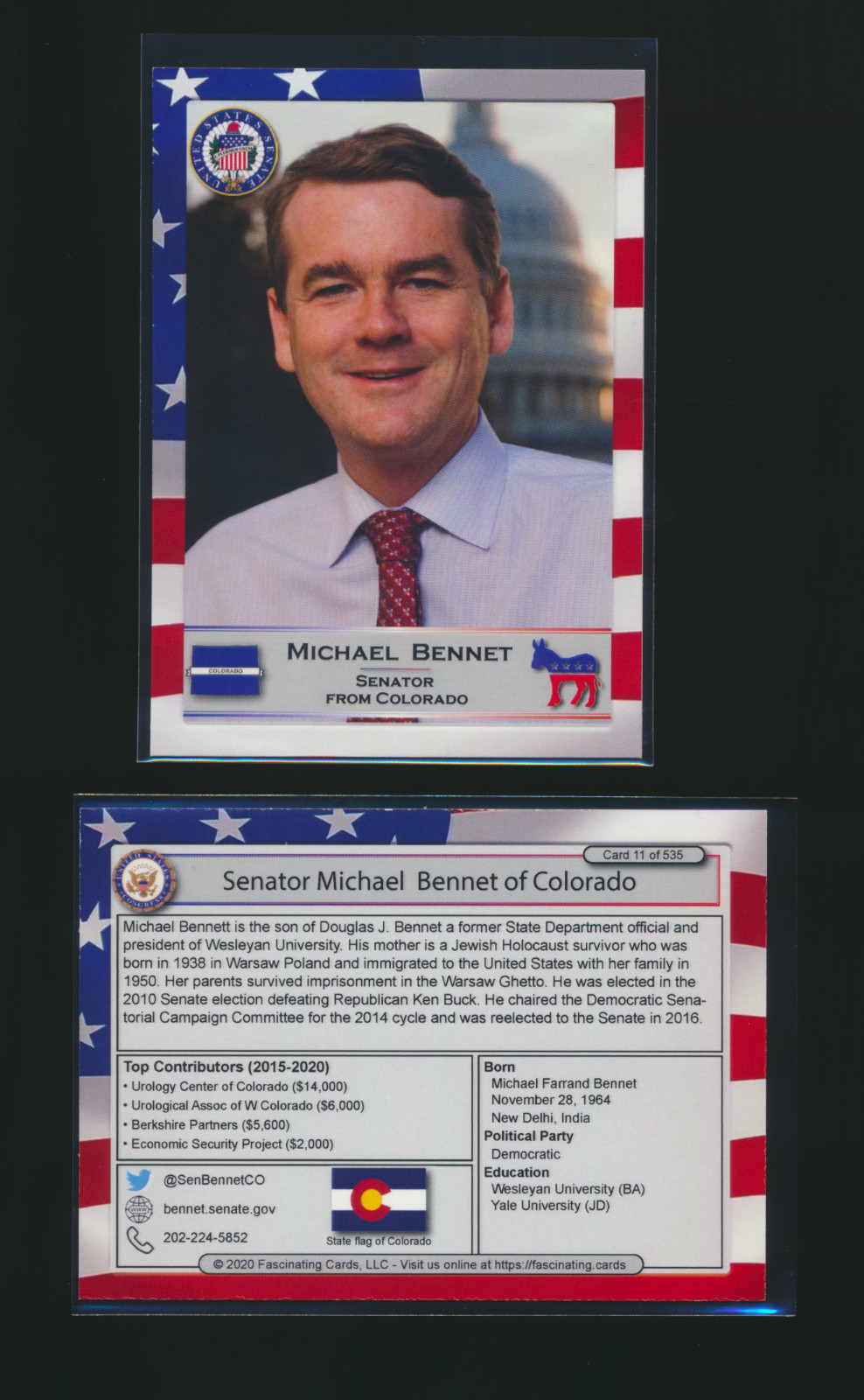 2020 United States Congress Fascinating Cards Colorado Michael Bennet #11