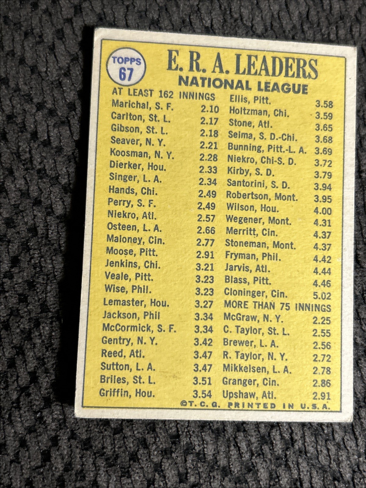 1970 Topps Marichal/Carlton/Gibson Seaver #67 Vintage Baseball Card Centered
