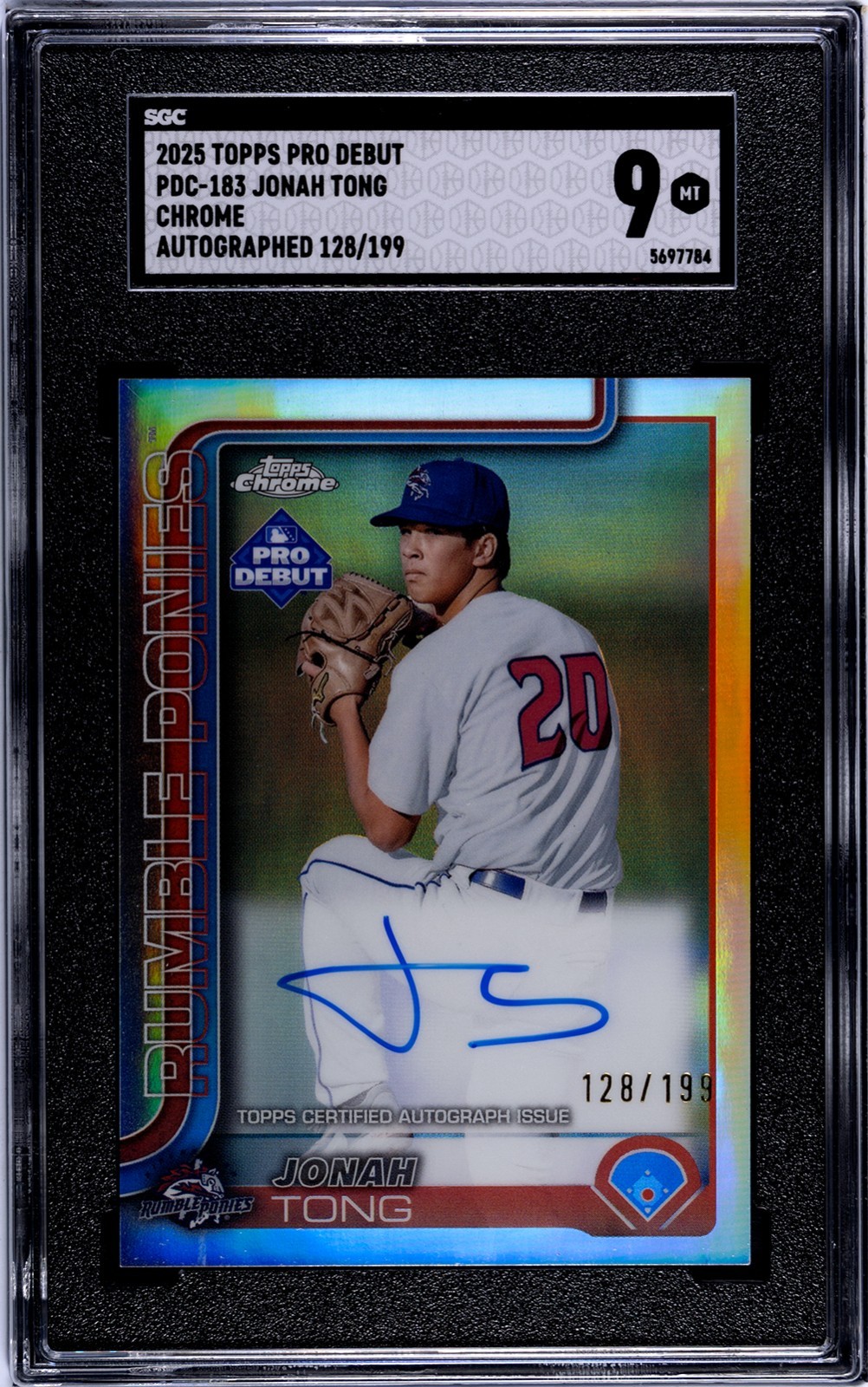 2025 Topps Pro Debut PDC-183 Jonah Tong chrome 128/199 on card auto SGC 9