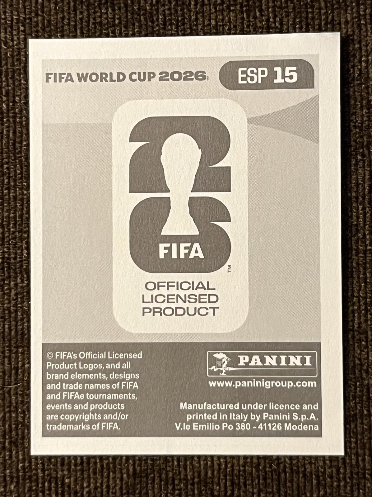 Lamine Yamal – Panini Sticker #ESP15 – 2026 FIFA World Cup – Spain, FC Barcelona