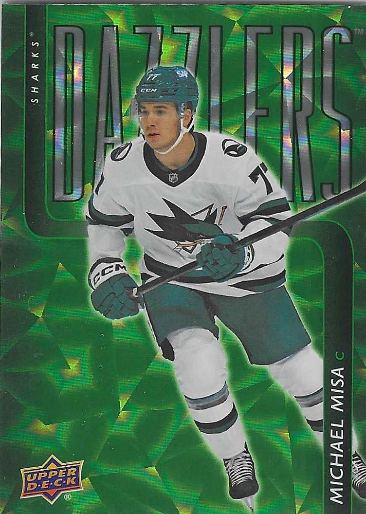 2025-26 Upper Deck Extended Michael Misa #DZ-140 Green Dazzlers San Jose Sharks