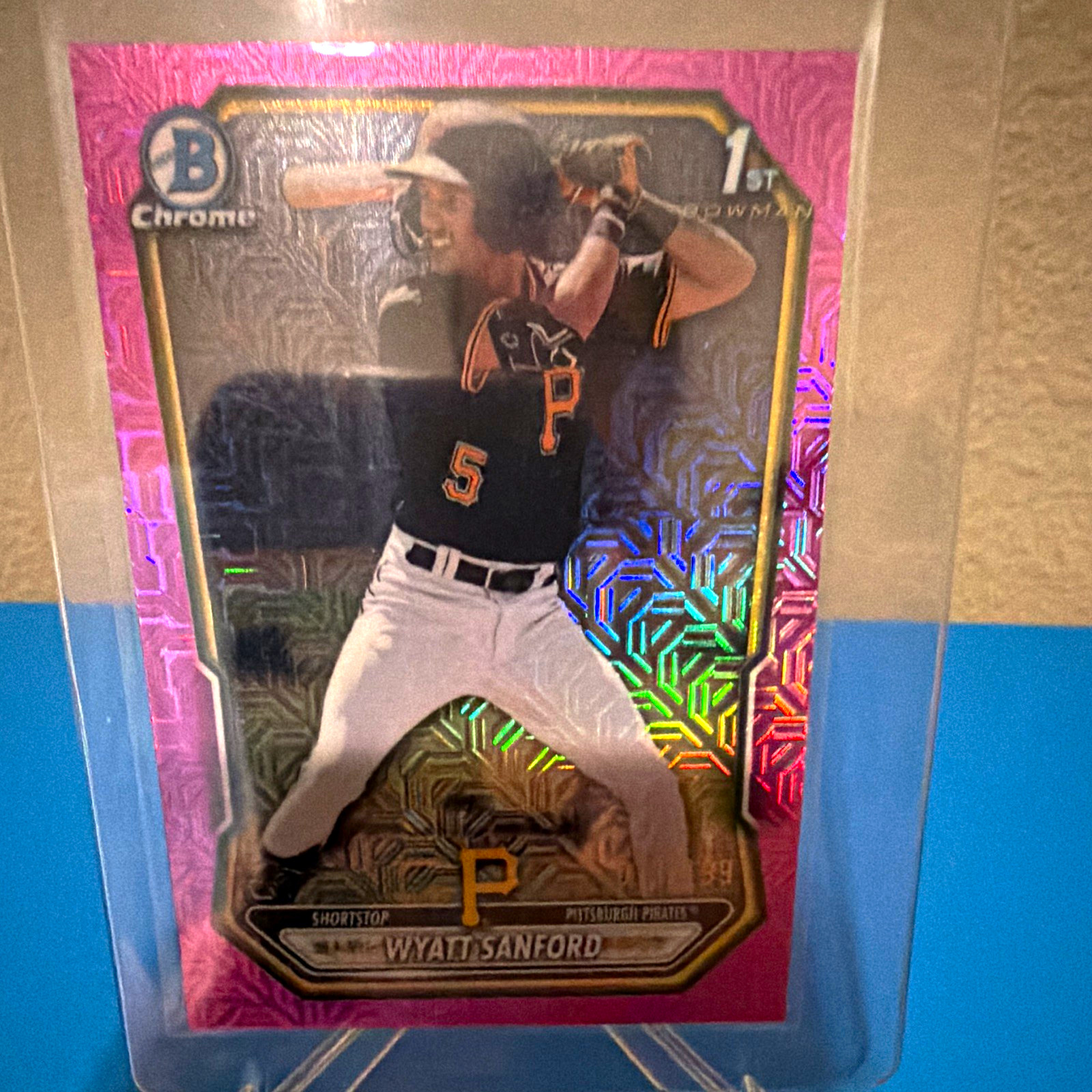 Topps 2025 Bowman Chrome 1st Wyatt Sanford Pink Mojo Refractor /199 BCP-66
