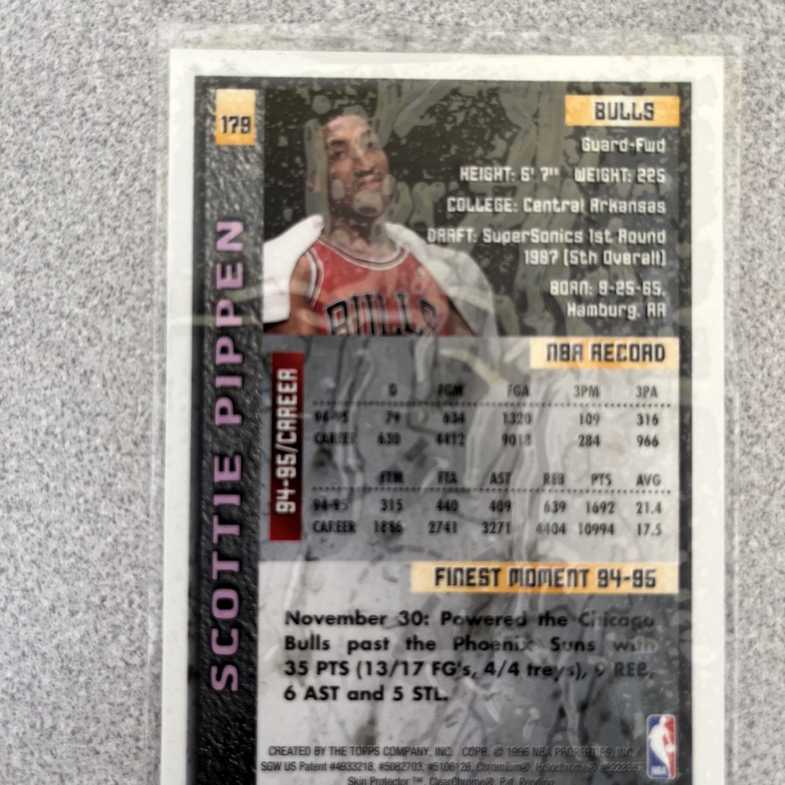 1995-96 Topps Finest – Scottie Pippen #179 Refractor