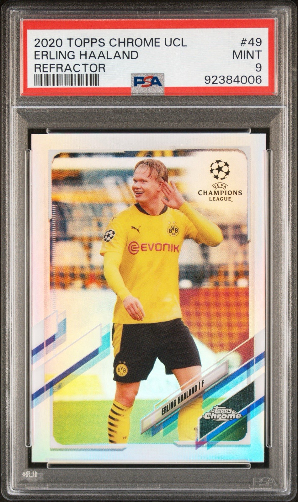 2020-21 Topps Chrome UCL Refractor Erling Haaland #49 PSA 9 MINT