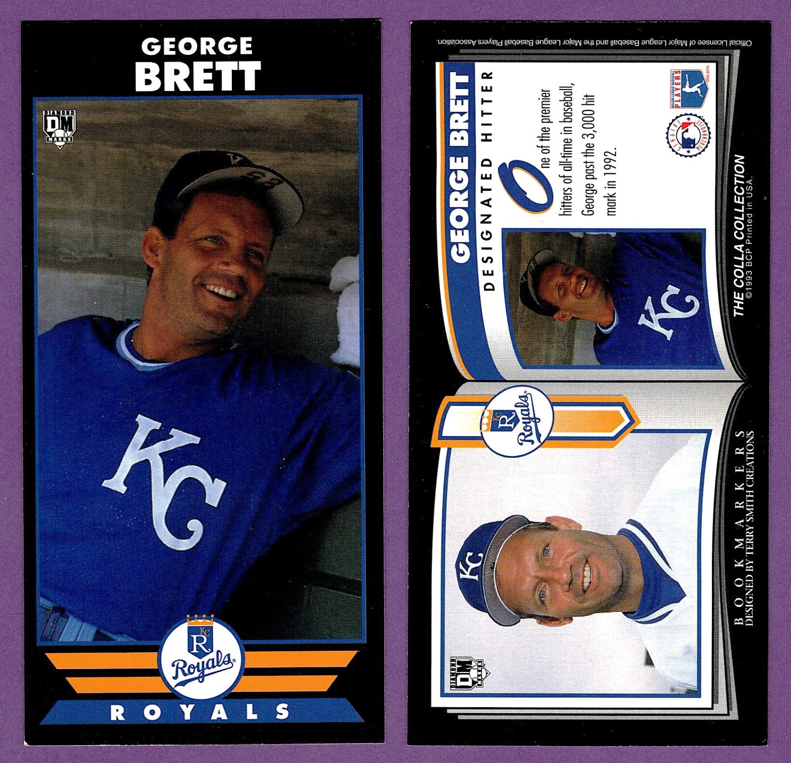 George Brett Kansas City Royals 1993 Barry Colla Diamond Marks Bookmarks Card EX