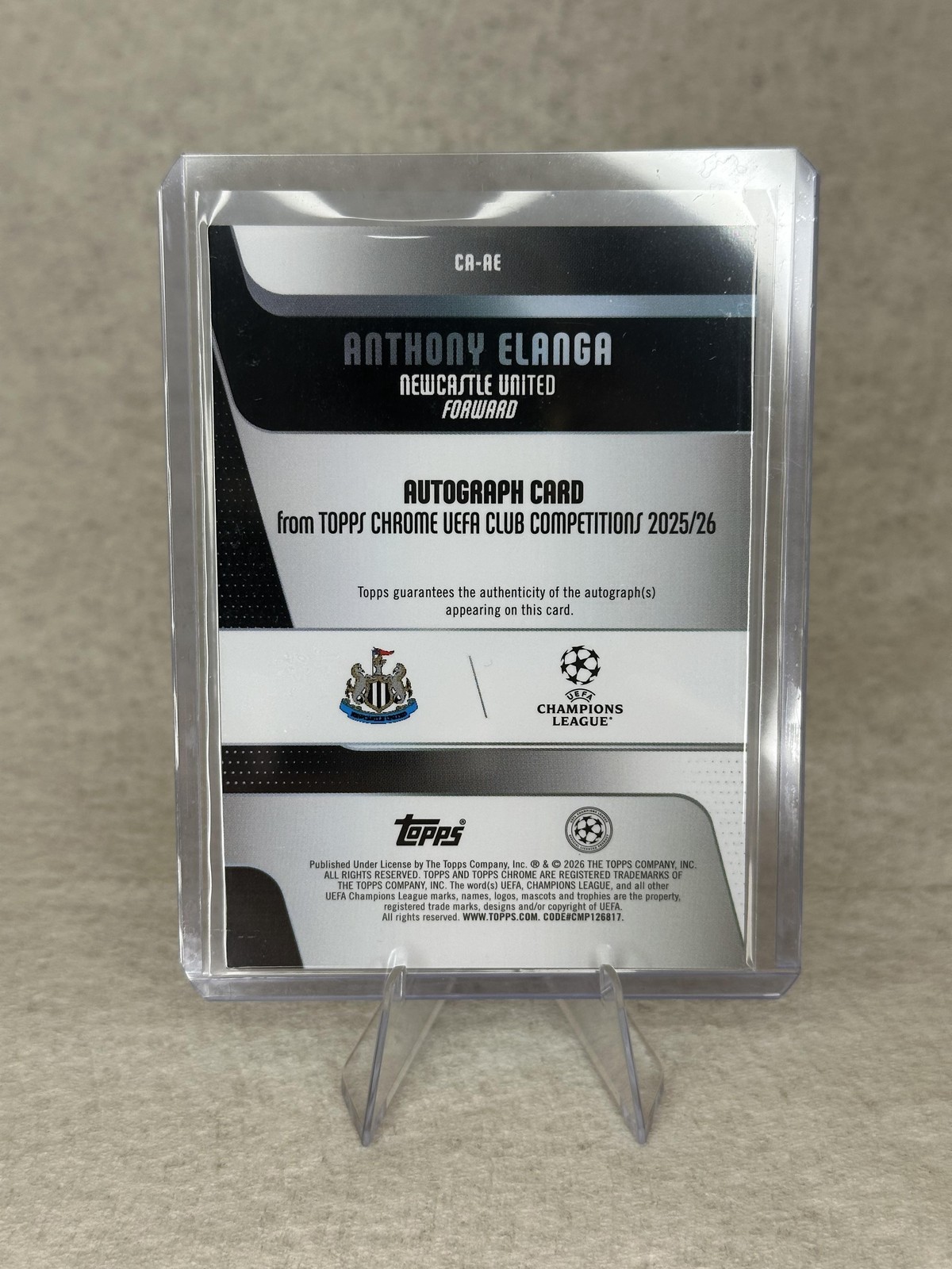 2025-26 Topps Chrome UEFA Anthony Elanga Auto Aqua Lava /199 Newcastle United