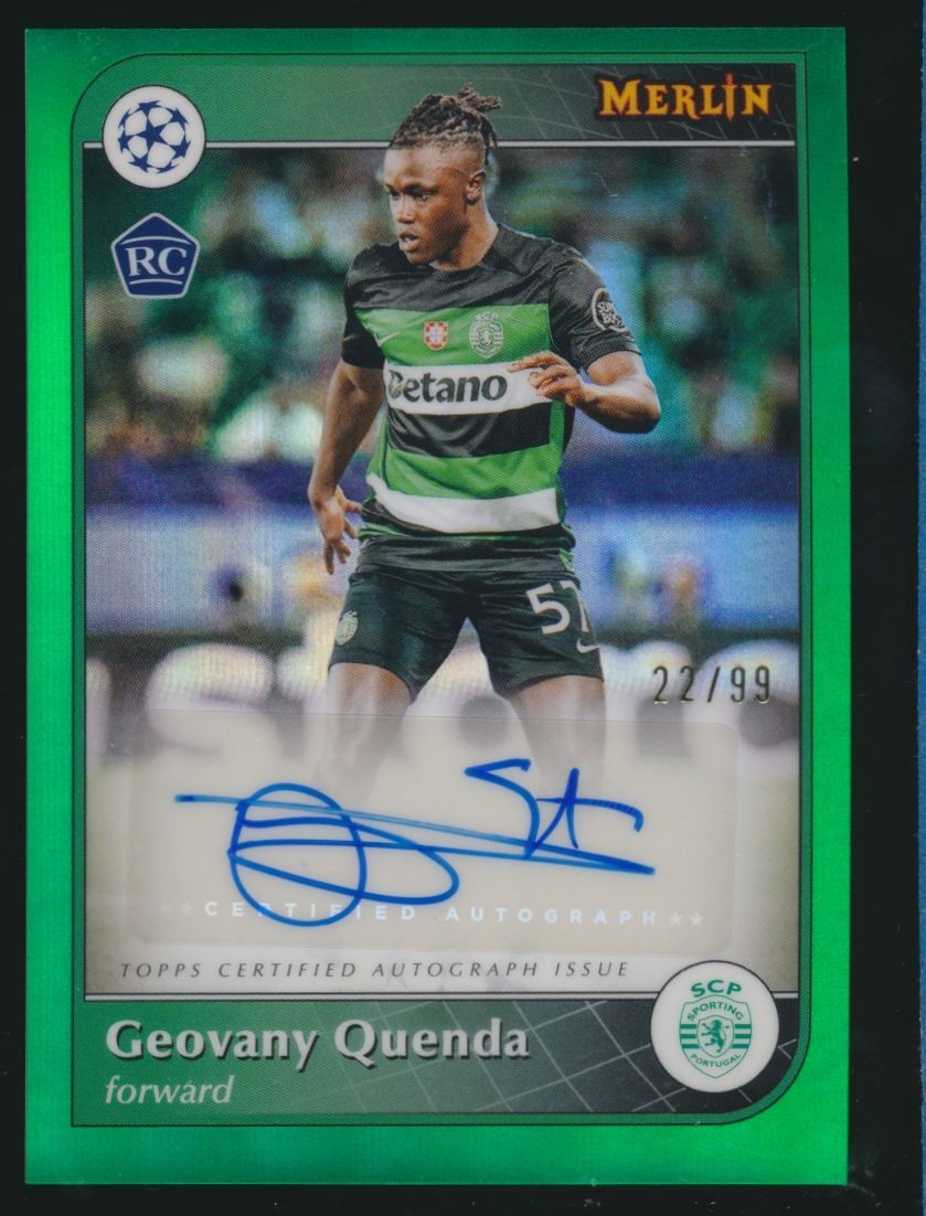 2024-25 Topps Merlin UEFA Geovany Quenda RC Rookie Auto Green Refractor /99