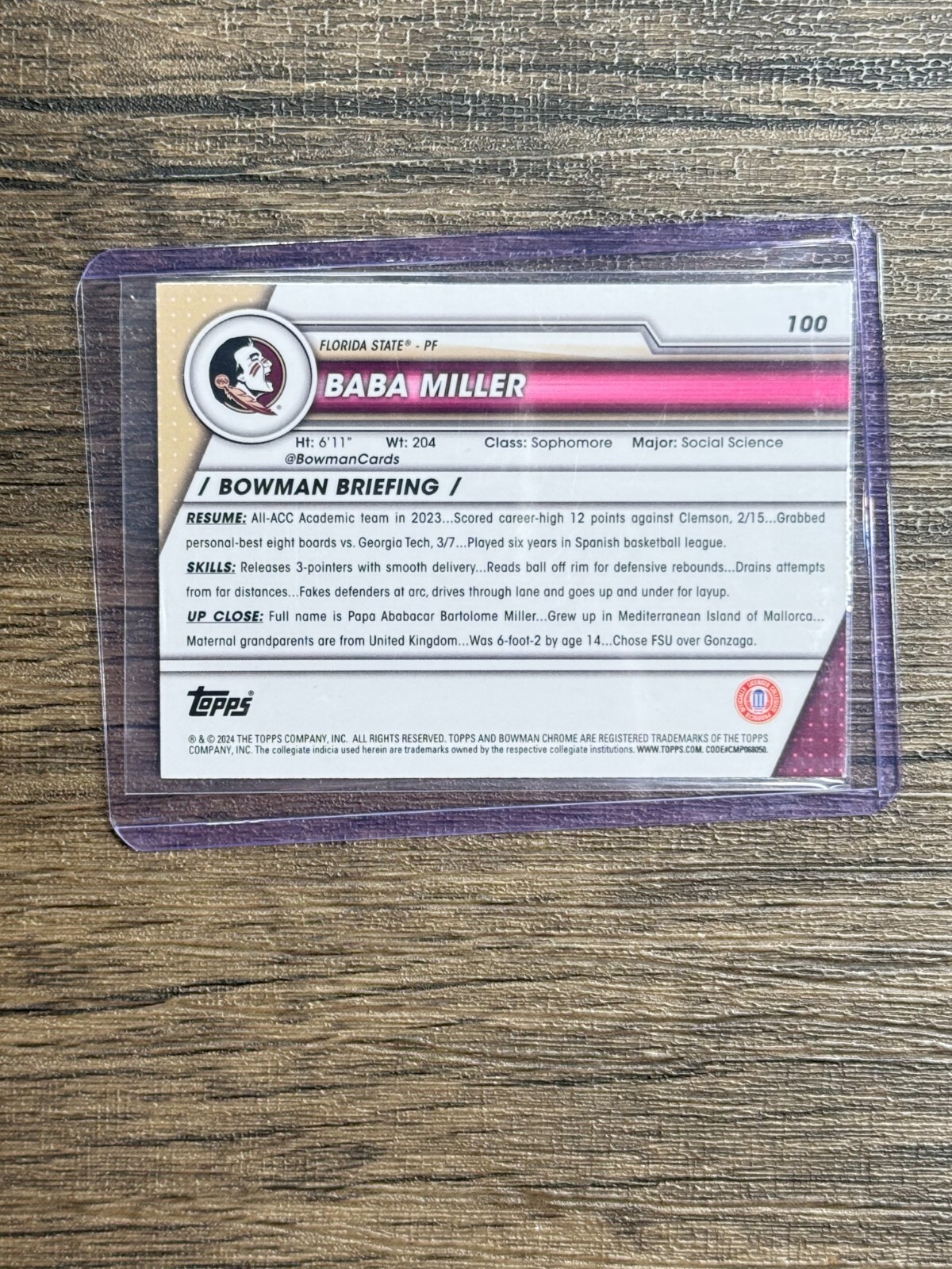 2023-24 Bowman University Chrome – Baba Miller #100 (RC)