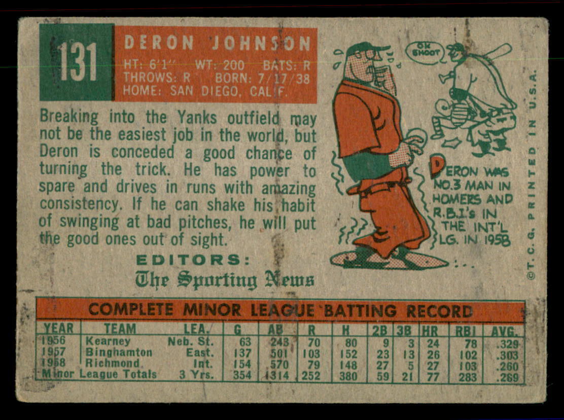 1959 Topps Baseball #131 Deron Johnson GD *RC1