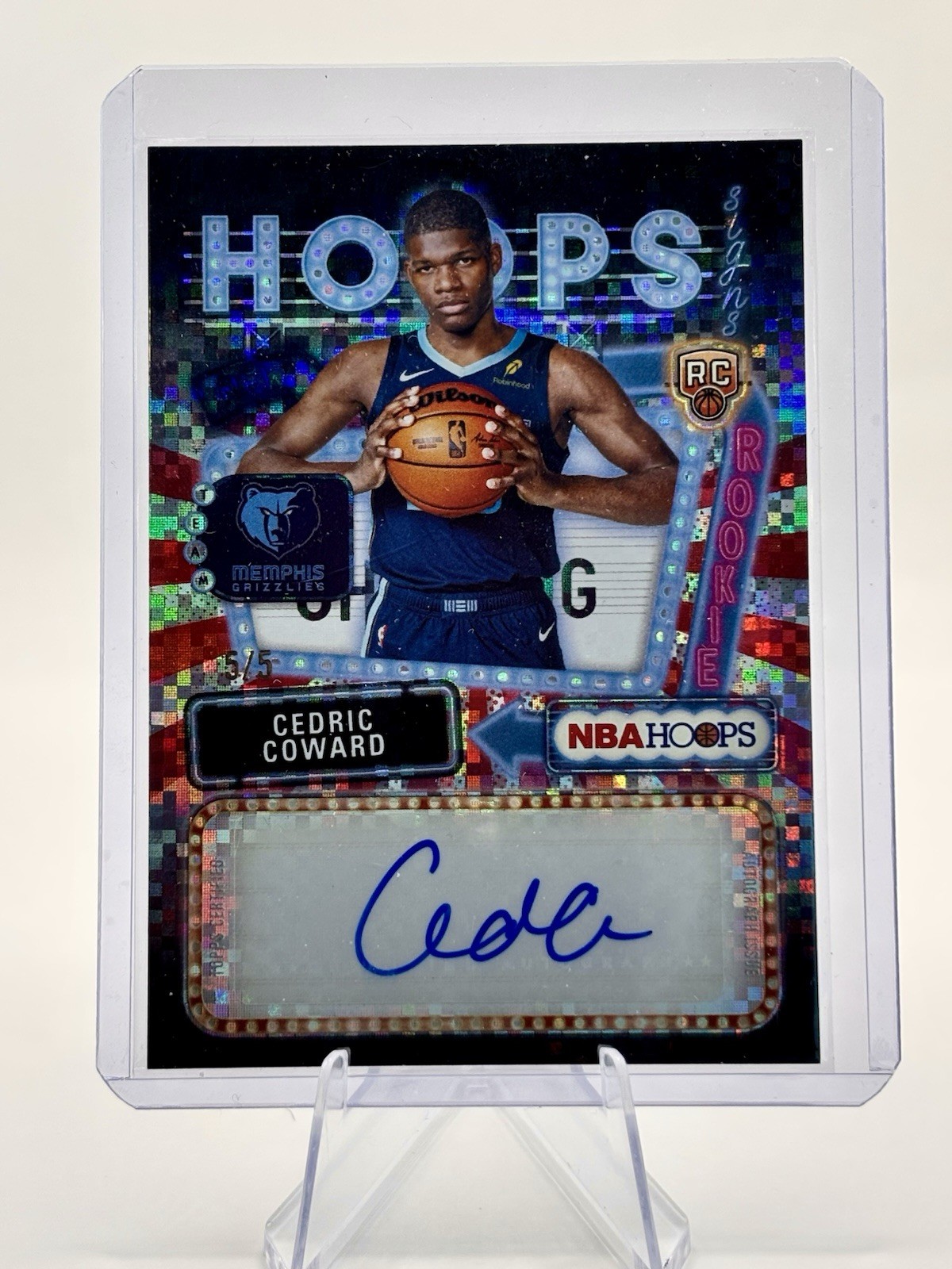 2025-26 NBA Hoops Cedric Coward Rookies First Auto Red /5 🔥🔥￼￼￼